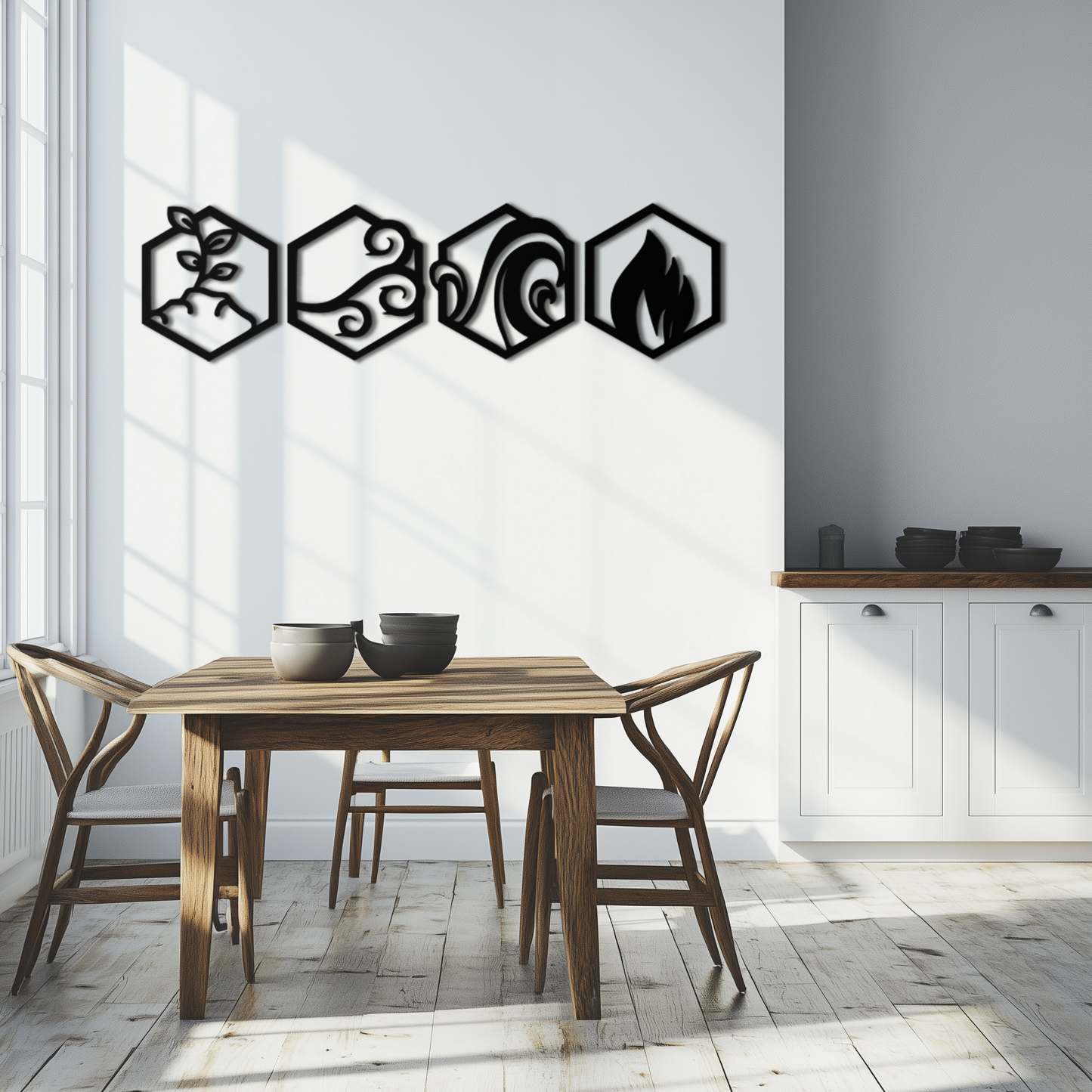 Four Elements Metal Wall Art - Modern Elemental Symbol Decor - KAF090 - Tampa Home & Garden Store