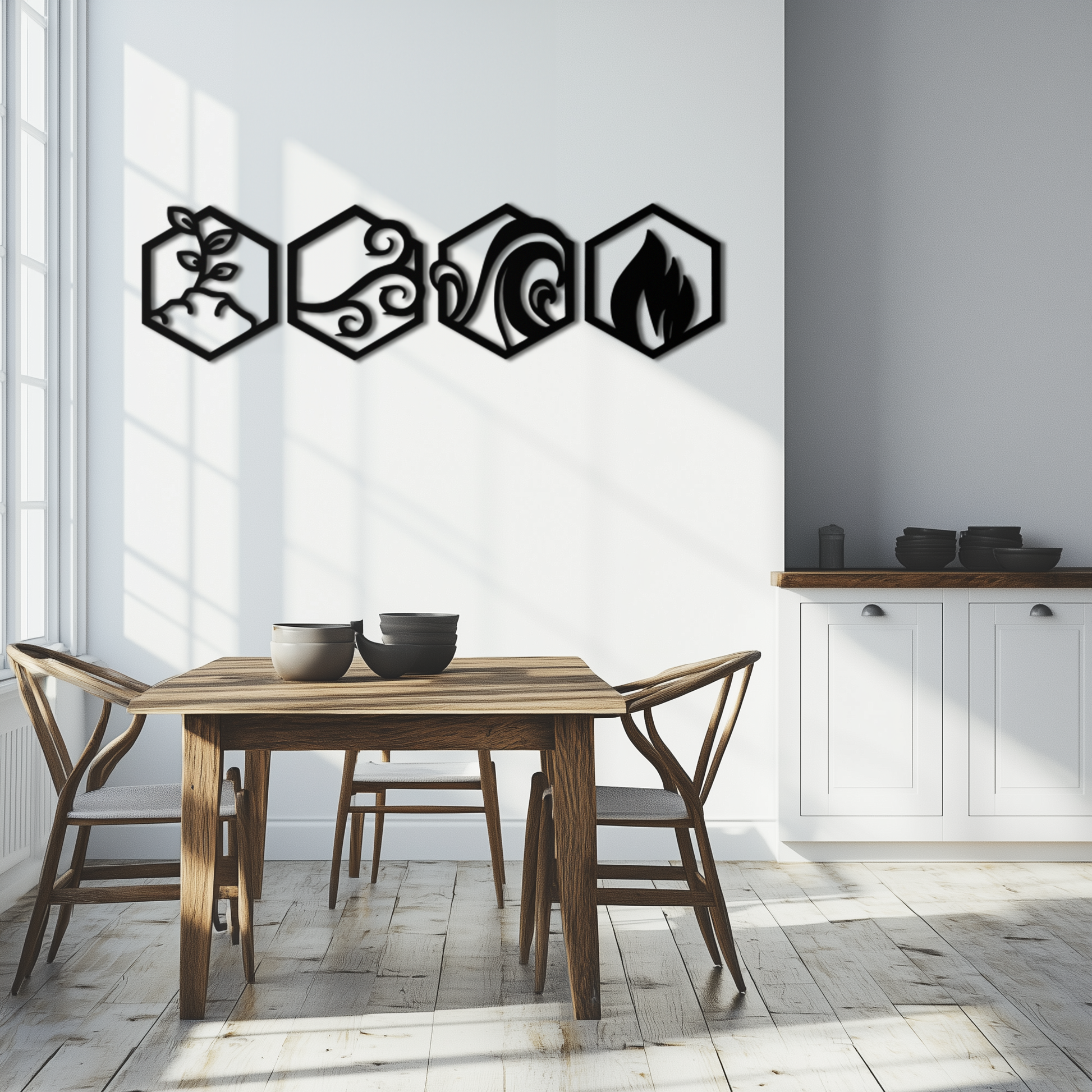 Four Elements Metal Wall Art - Modern Elemental Symbol Decor - KAF090 - Tampa Home & Garden Store
