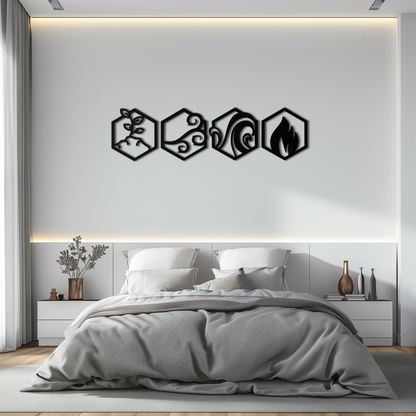 Four Elements Metal Wall Art - Modern Elemental Symbol Decor - KAF090 - Tampa Home & Garden Store