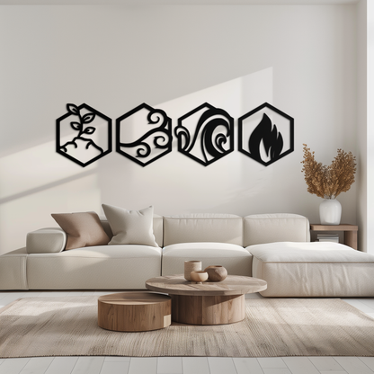 Four Elements Metal Wall Art - Modern Elemental Symbol Decor - KAF090 - Tampa Home & Garden Store
