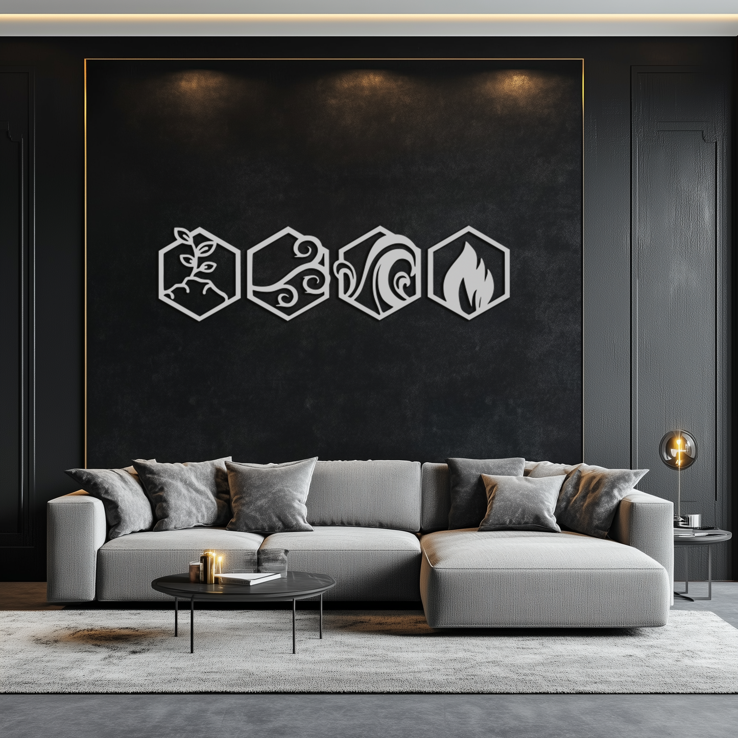 Four Elements Metal Wall Art - Modern Elemental Symbol Decor - KAF090 - Tampa Home & Garden Store