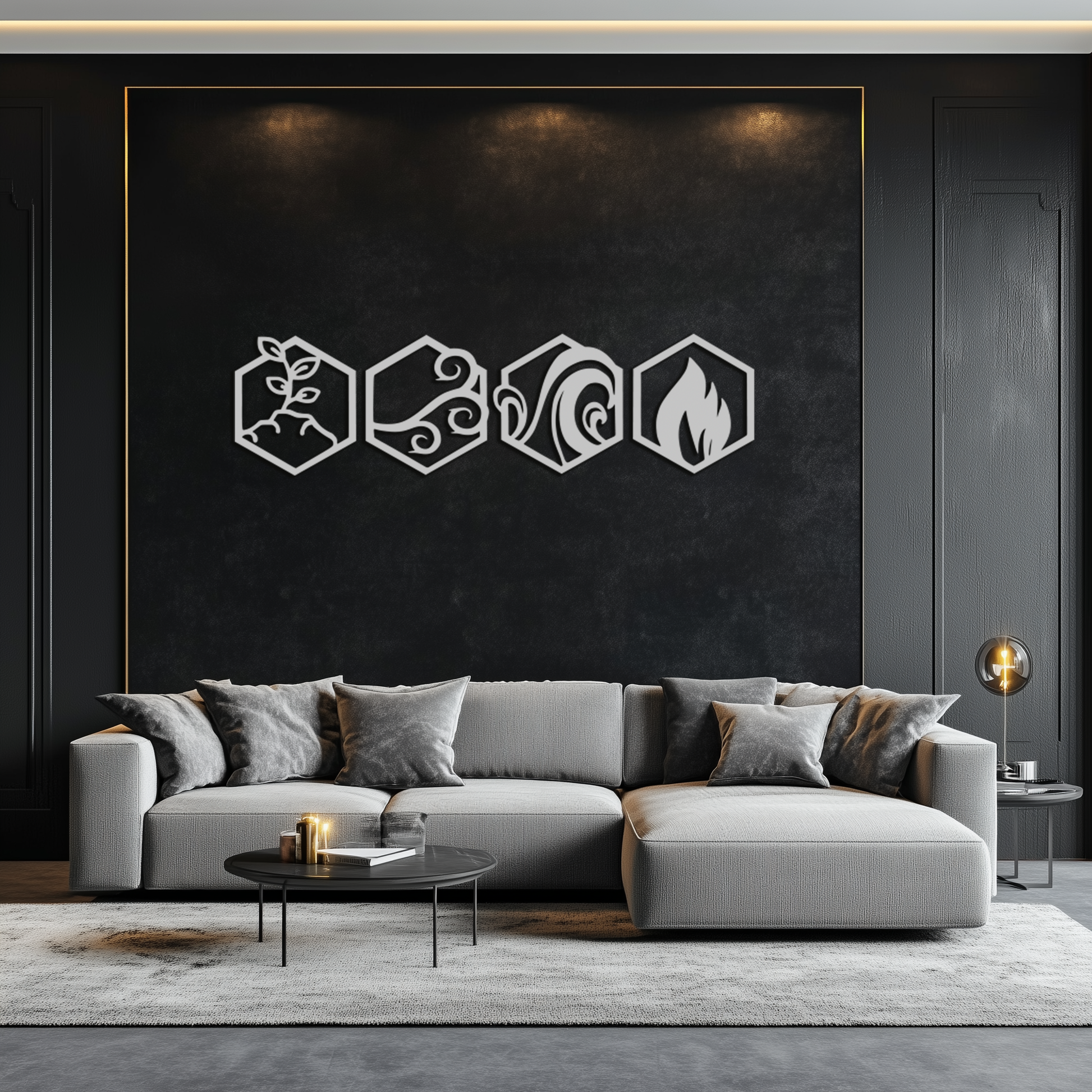 Four Elements Metal Wall Art - Modern Elemental Symbol Decor - KAF090 - Tampa Home & Garden Store