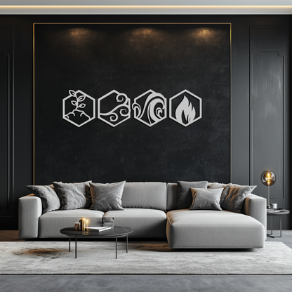 Four Elements Metal Wall Art - Modern Elemental Symbol Decor - KAF090 - Tampa Home & Garden Store