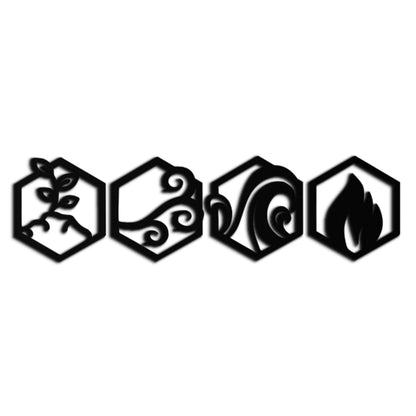 Four Elements Metal Wall Art - Modern Elemental Symbol Decor - KAF090 - Tampa Home & Garden Store