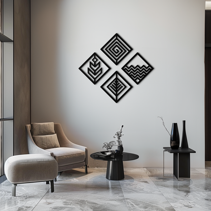 Four Elements Metal Wall Art - Modern Geometric Nature Decor- KAF173 - Tampa Home & Garden Store