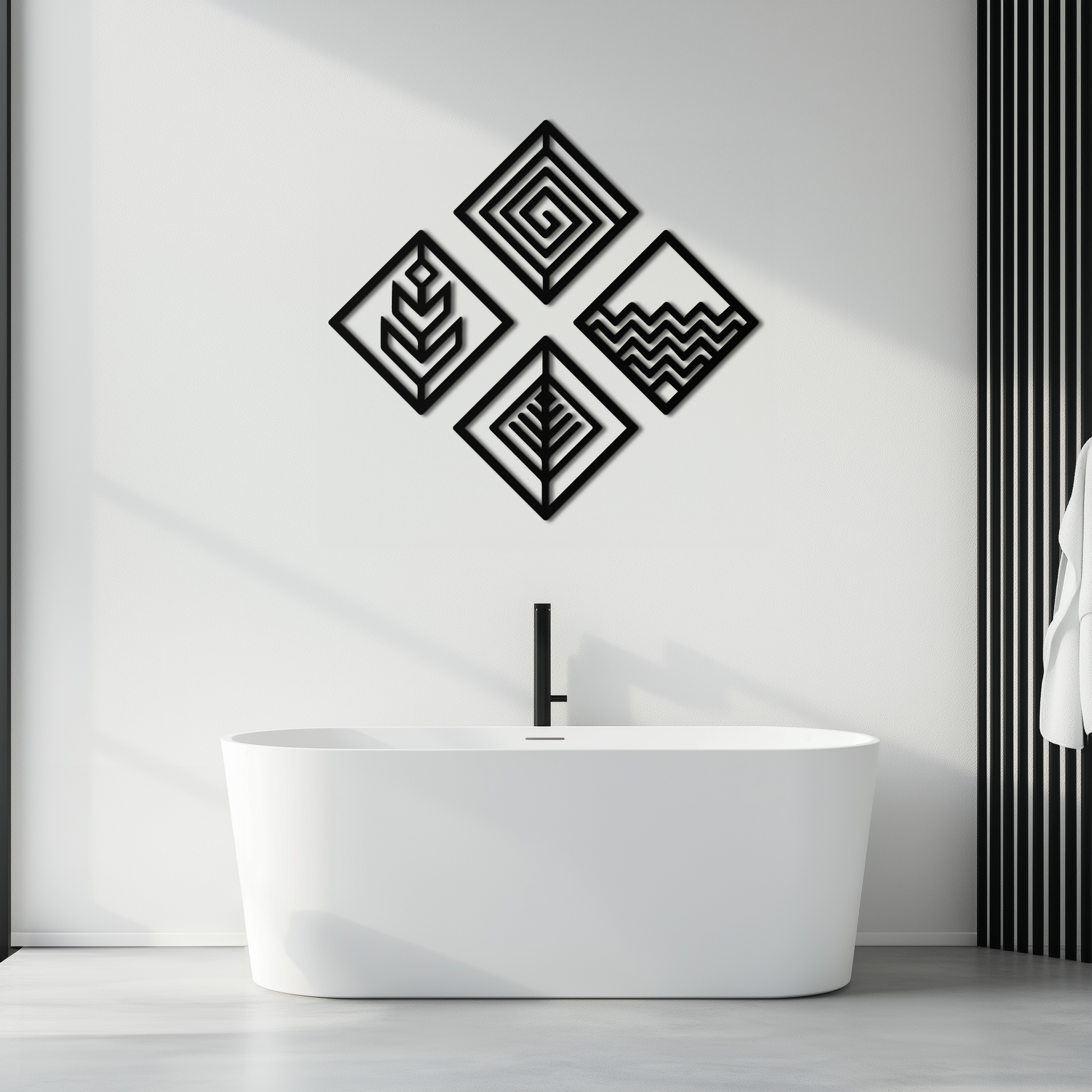 Four Elements Metal Wall Art - Modern Geometric Nature Decor- KAF173 - Tampa Home & Garden Store