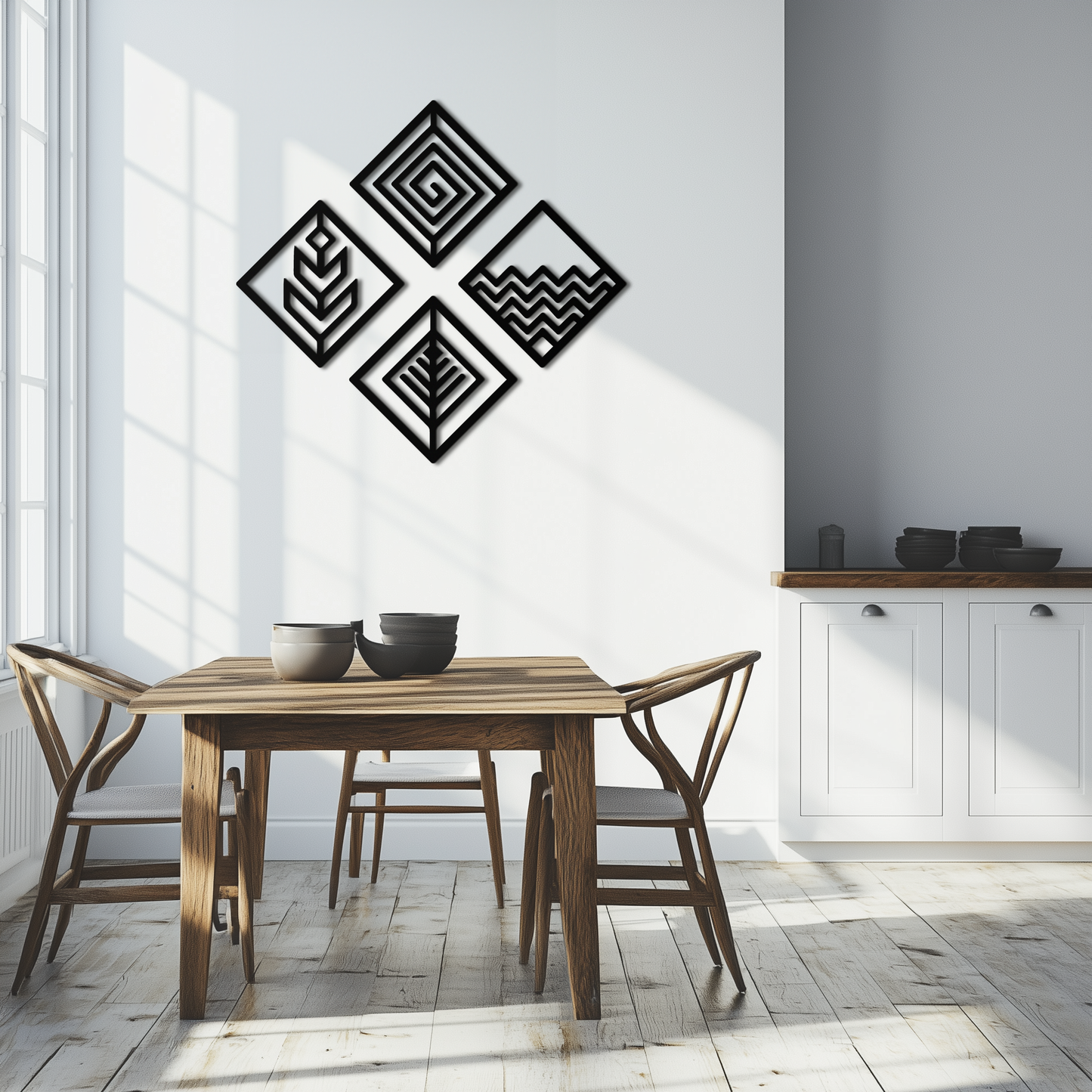 Four Elements Metal Wall Art - Modern Geometric Nature Decor- KAF173 - Tampa Home & Garden Store