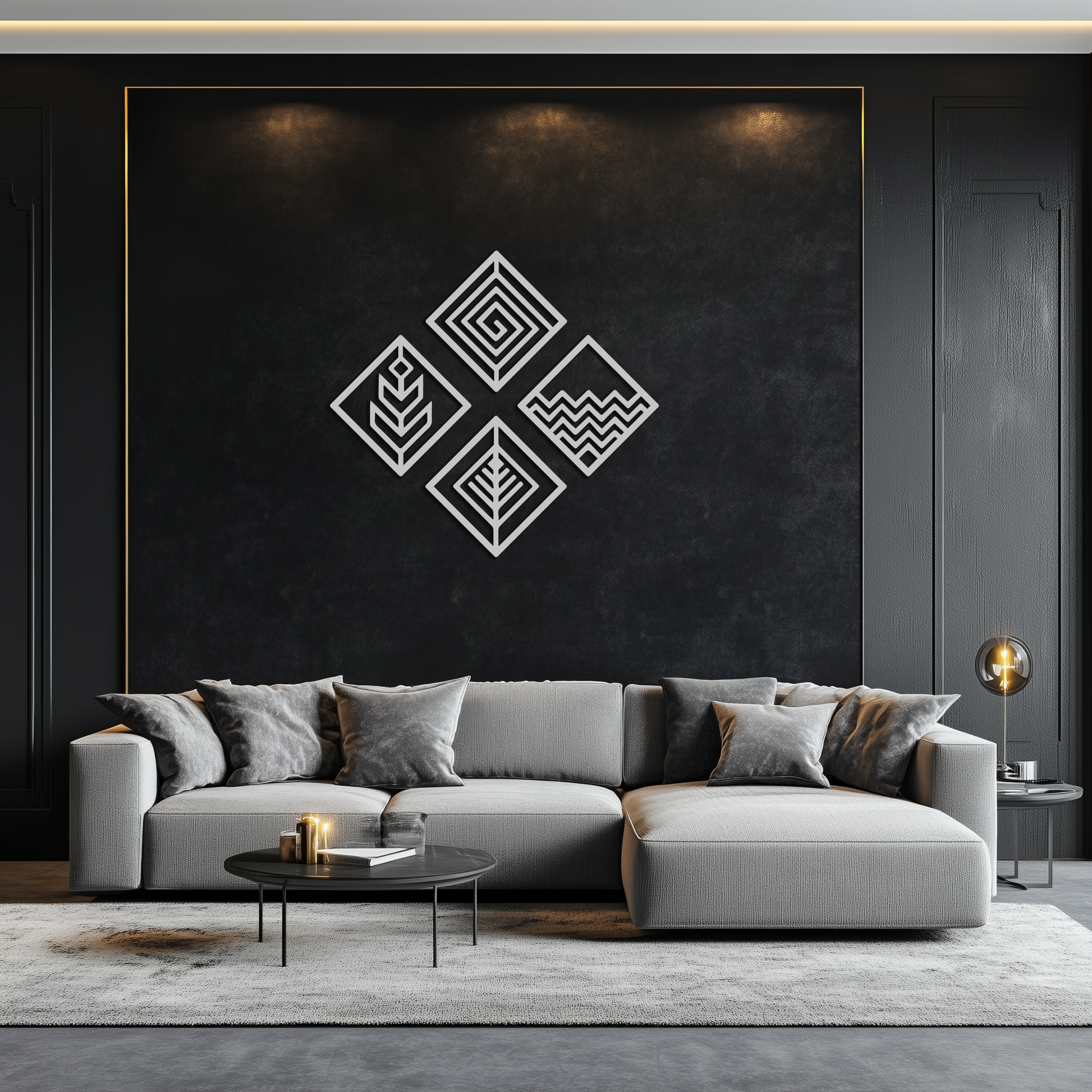 Four Elements Metal Wall Art - Modern Geometric Nature Decor- KAF173 - Tampa Home & Garden Store