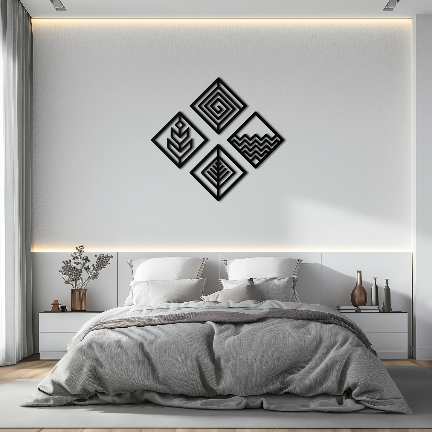 Four Elements Metal Wall Art - Modern Geometric Nature Decor- KAF173 - Tampa Home & Garden Store