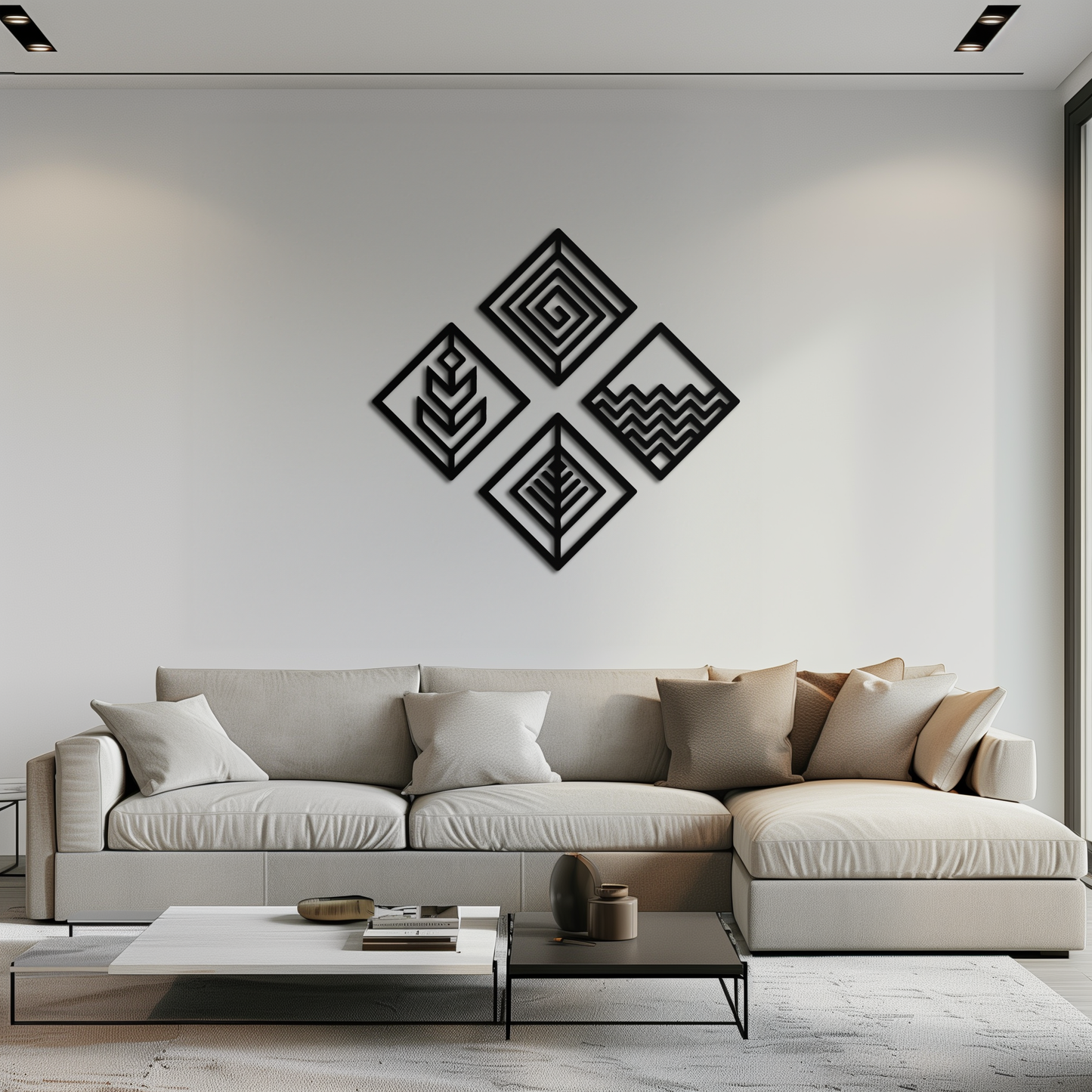 Four Elements Metal Wall Art - Modern Geometric Nature Decor- KAF173 - Tampa Home & Garden Store