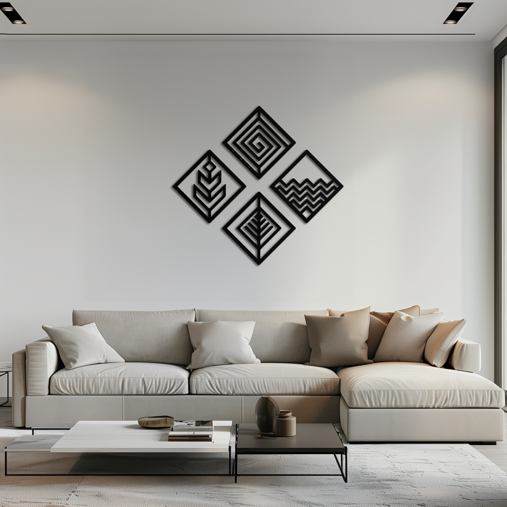 Four Elements Metal Wall Art - Modern Geometric Nature Decor- KAF173 - Tampa Home & Garden Store