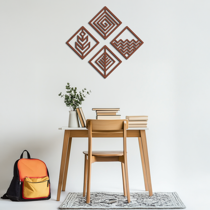 Four Elements Metal Wall Art - Modern Geometric Nature Decor- KAF173 - Tampa Home & Garden Store