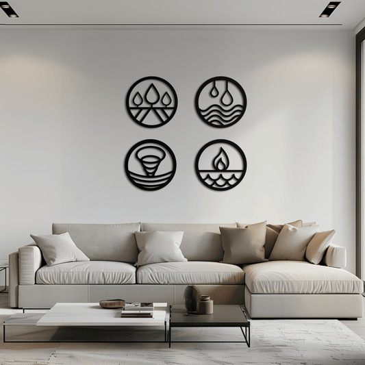 Four Elements Metal Wall Art - Steel Wall Decor for Home and Office - KAF010 - Tampa Home & Garden Store