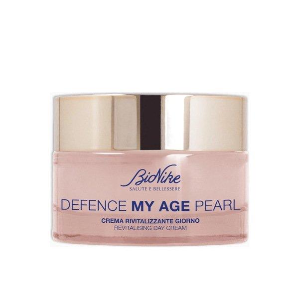 Bionike Defence My Age Pearl Revitalizing Day Cream 50ml in a pink jar with a gold cap on Tampa Home & Garden Store