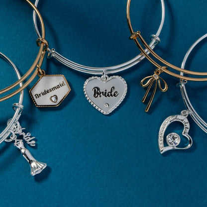 Bow Charm Bracelet on Expandable Wire Bangle