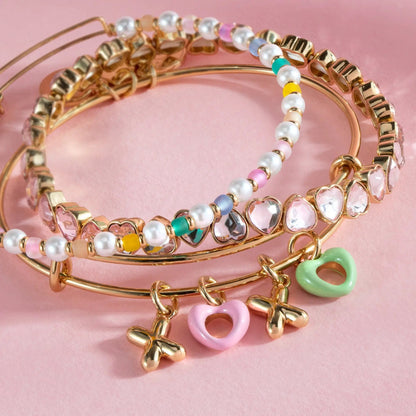 XOXO Bracelet Set of 3 Beaded and Heart Charms