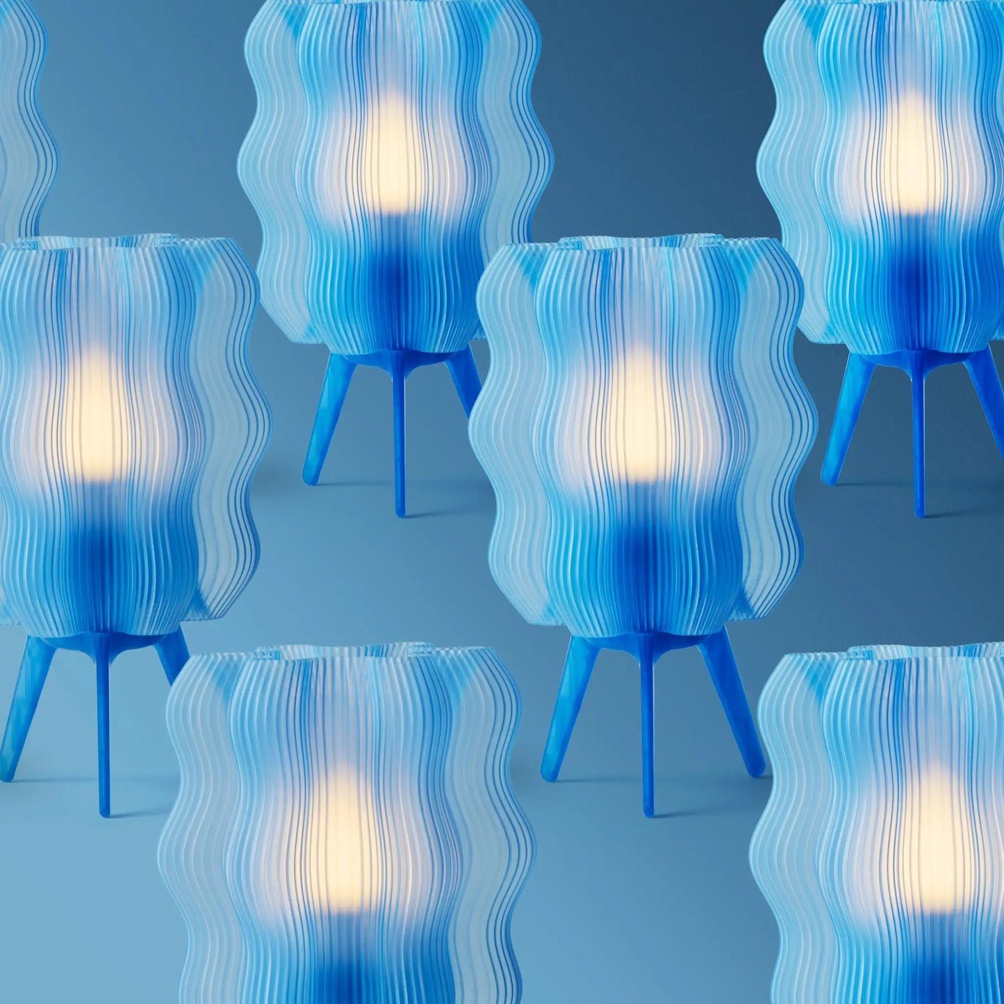 Eco Friendly Wavy Jellyfish Desk Light blue ribbed table lamps; multiple lamps visible on Tampa Home & Garden Store