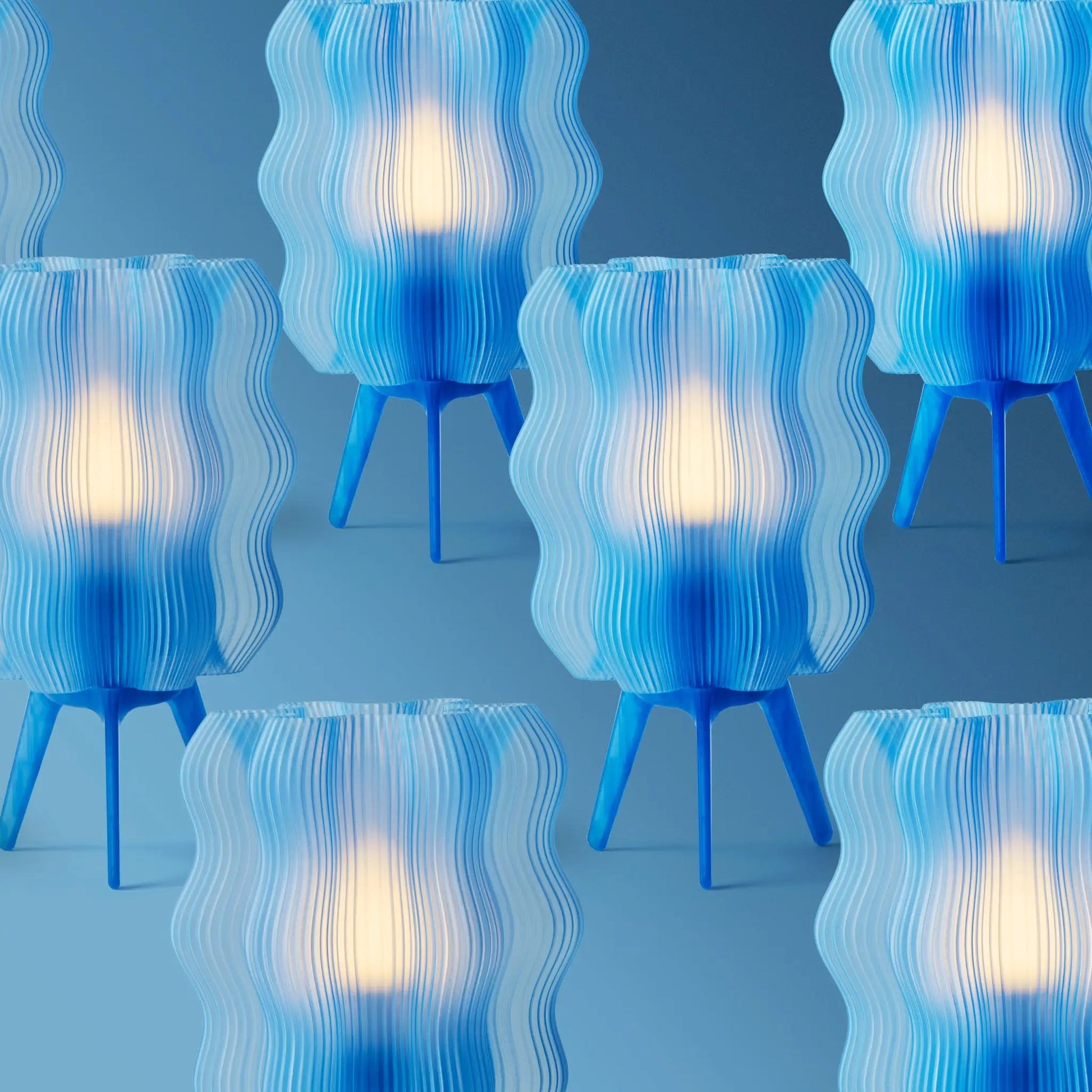 Eco Friendly Wavy Jellyfish Desk Light blue ribbed table lamps; multiple lamps visible on Tampa Home & Garden Store