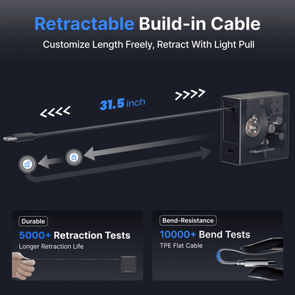 Gitryin 35W GaN dual-port retractable charger with built-in cable on Tampa Home & Garden Store