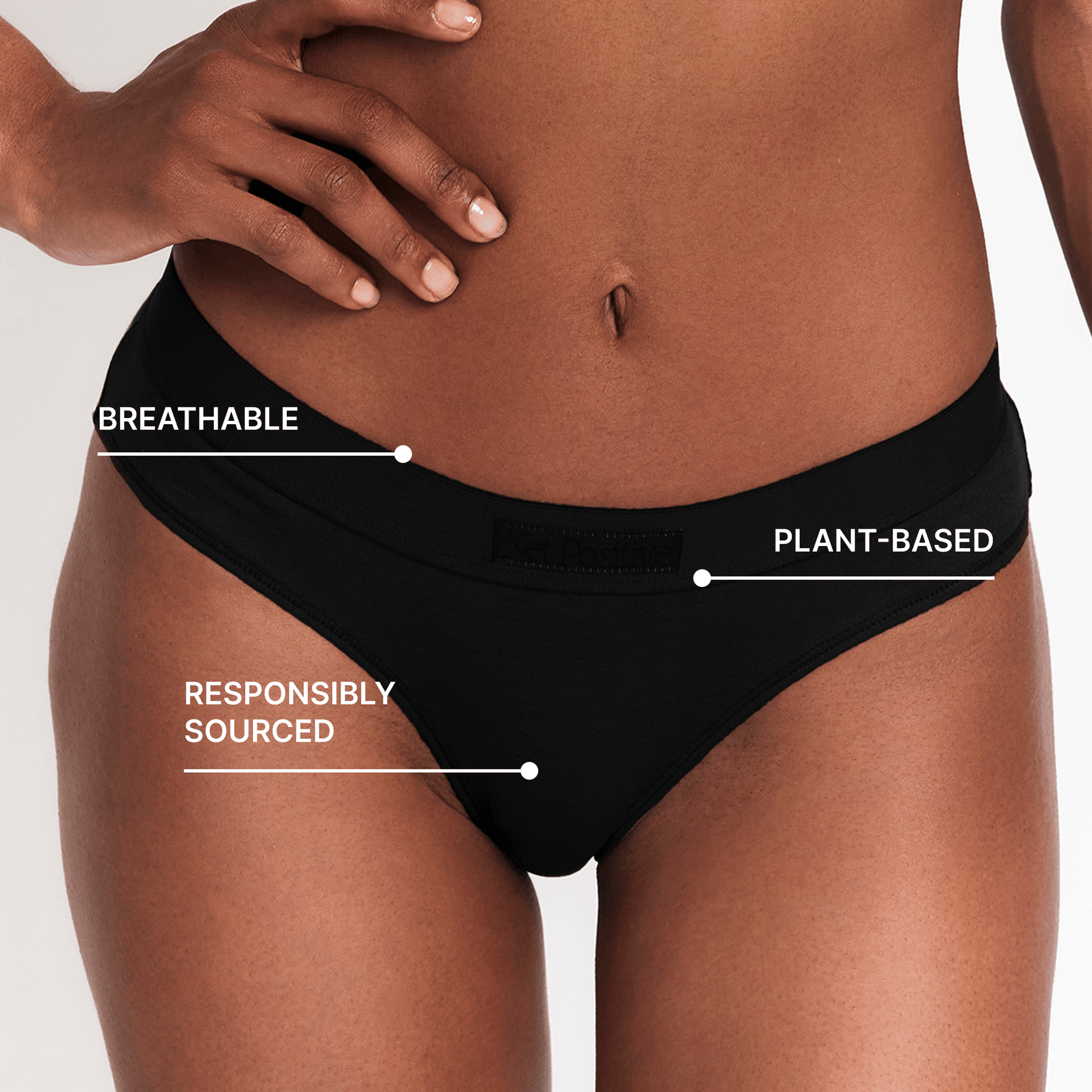 Mid-Rise Hemp Brief by Net Positive in black, plant-based underwear on Tampa Home & Garden Store