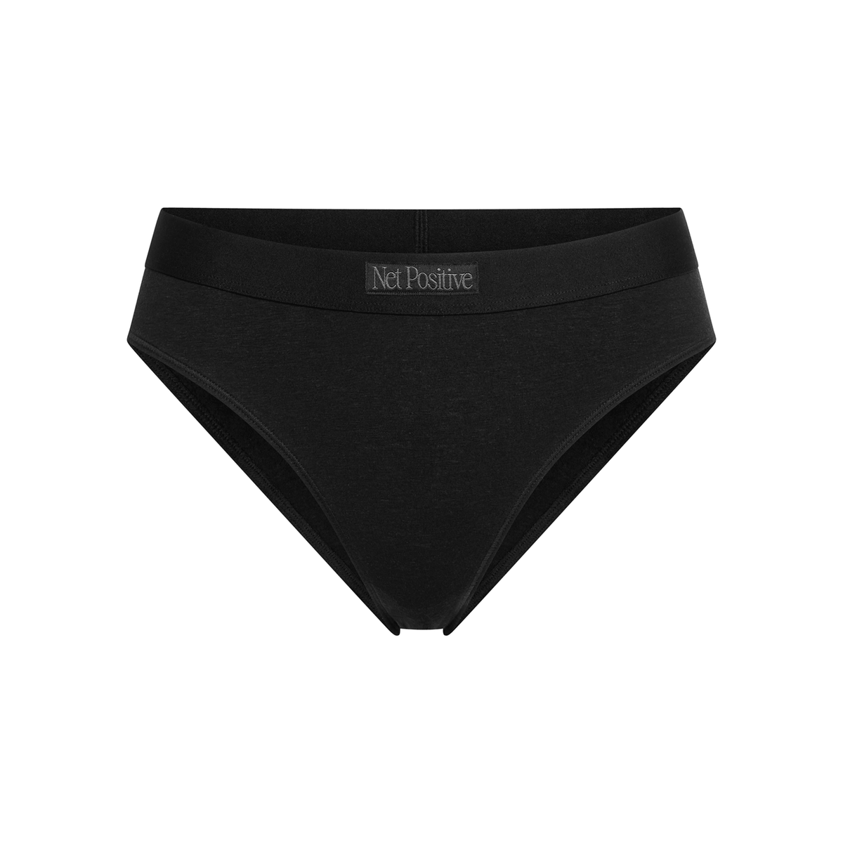 Mid-Rise Hemp Brief by Net Positive, black with branded waistband on Tampa Home & Garden Store