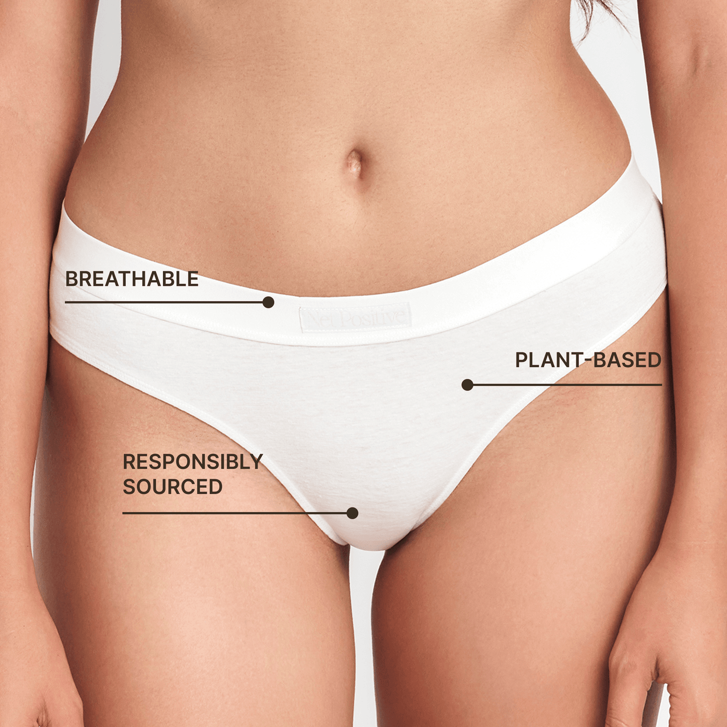 Mid-Rise Hemp Brief by Net Positive in white, breathable fabric on Tampa Home & Garden Store