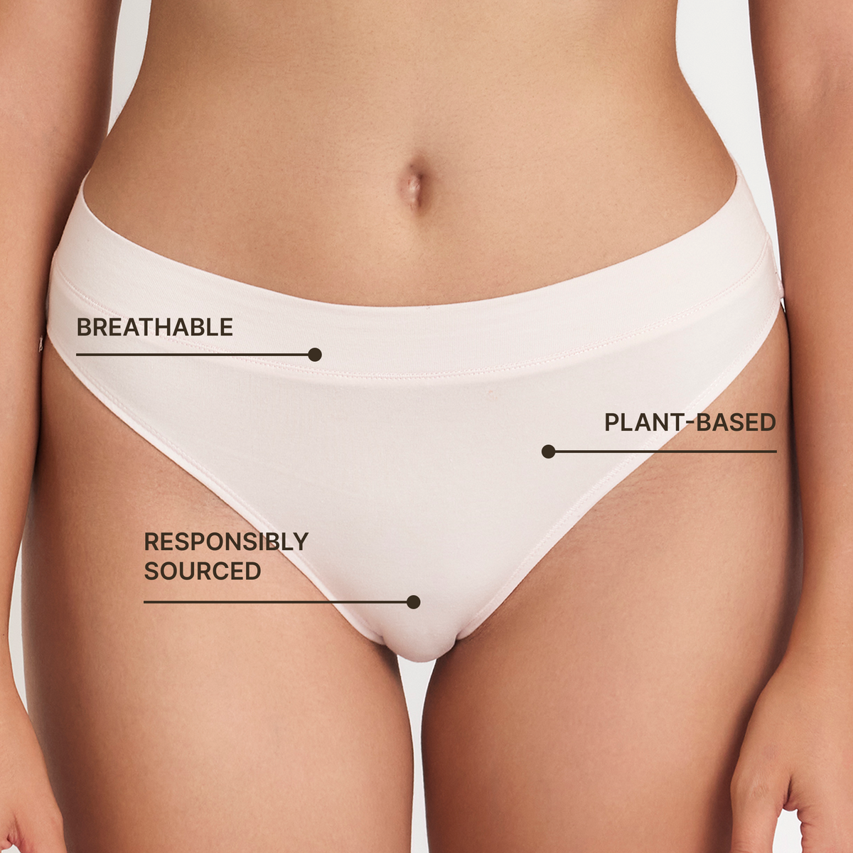 Net Positive Mid-Rise Brief, organic cotton underwear in soft blush pink on Tampa Home & Garden Store