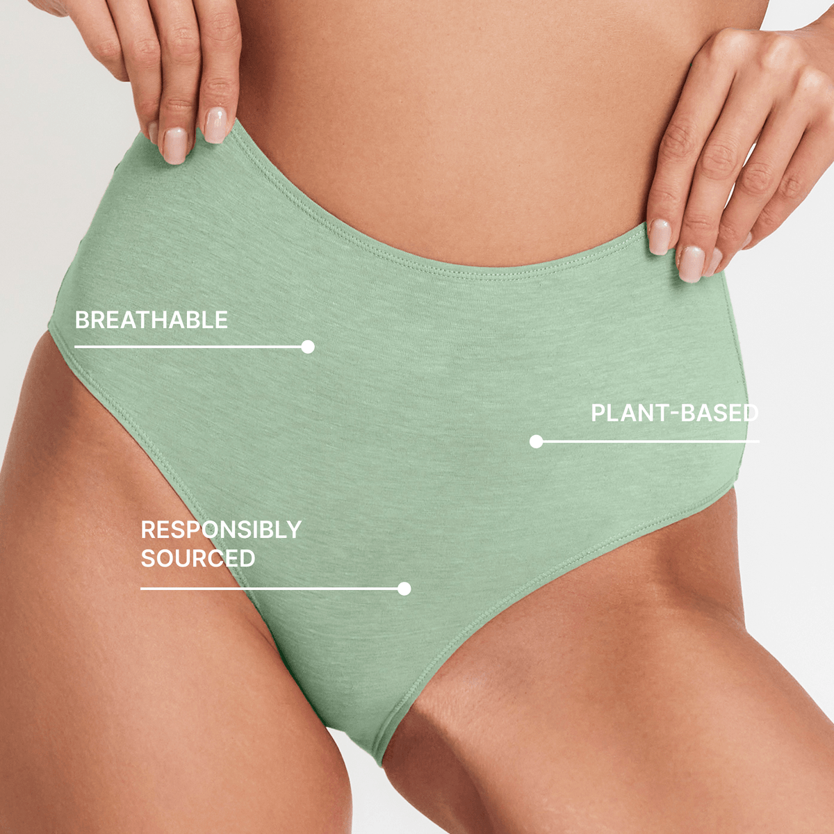 High-Rise Hemp Brief mint green by Net Positive, plant-based breathable briefs on Tampa Home & Garden Store