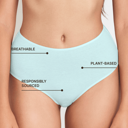 Net Positive High-Rise Hemp Brief in light teal; plant-based, breathable underwear on Tampa Home & Garden Store