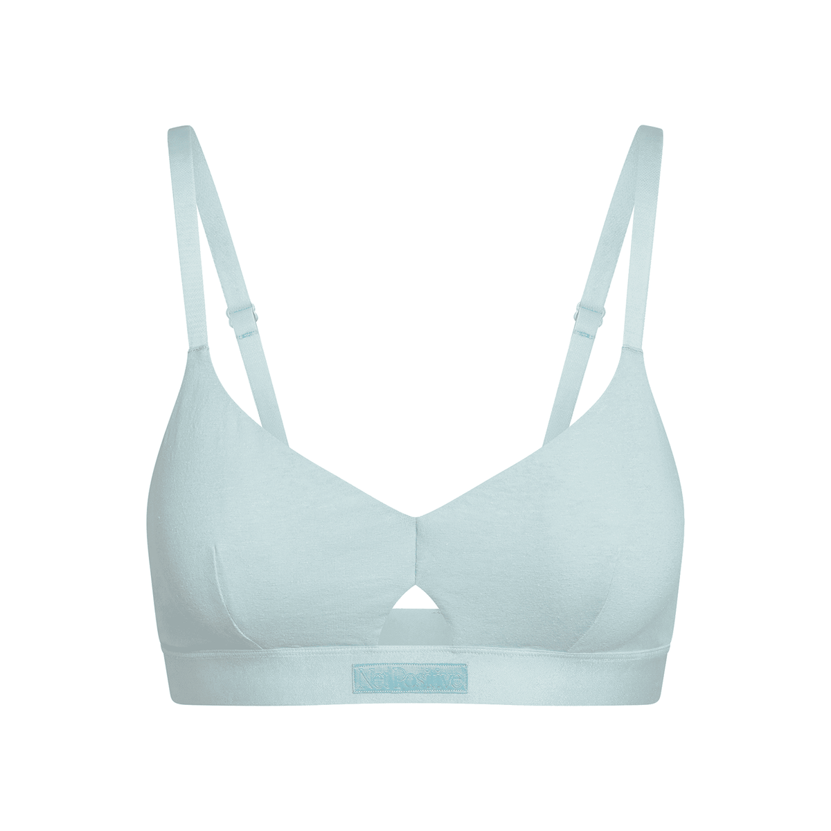 Keyhole hemp bra by Net Positive in light blue on Tampa Home & Garden Store