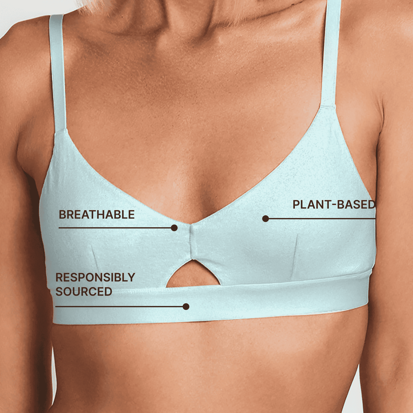 Keyhole hemp bra in light blue with adjustable straps, Net Positive on Tampa Home & Garden Store