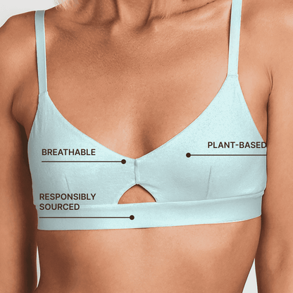 Keyhole hemp bra in light blue with adjustable straps, Net Positive on Tampa Home & Garden Store
