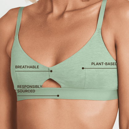 Keyhole hemp bra by Net Positive in sage green on Tampa Home & Garden Store
