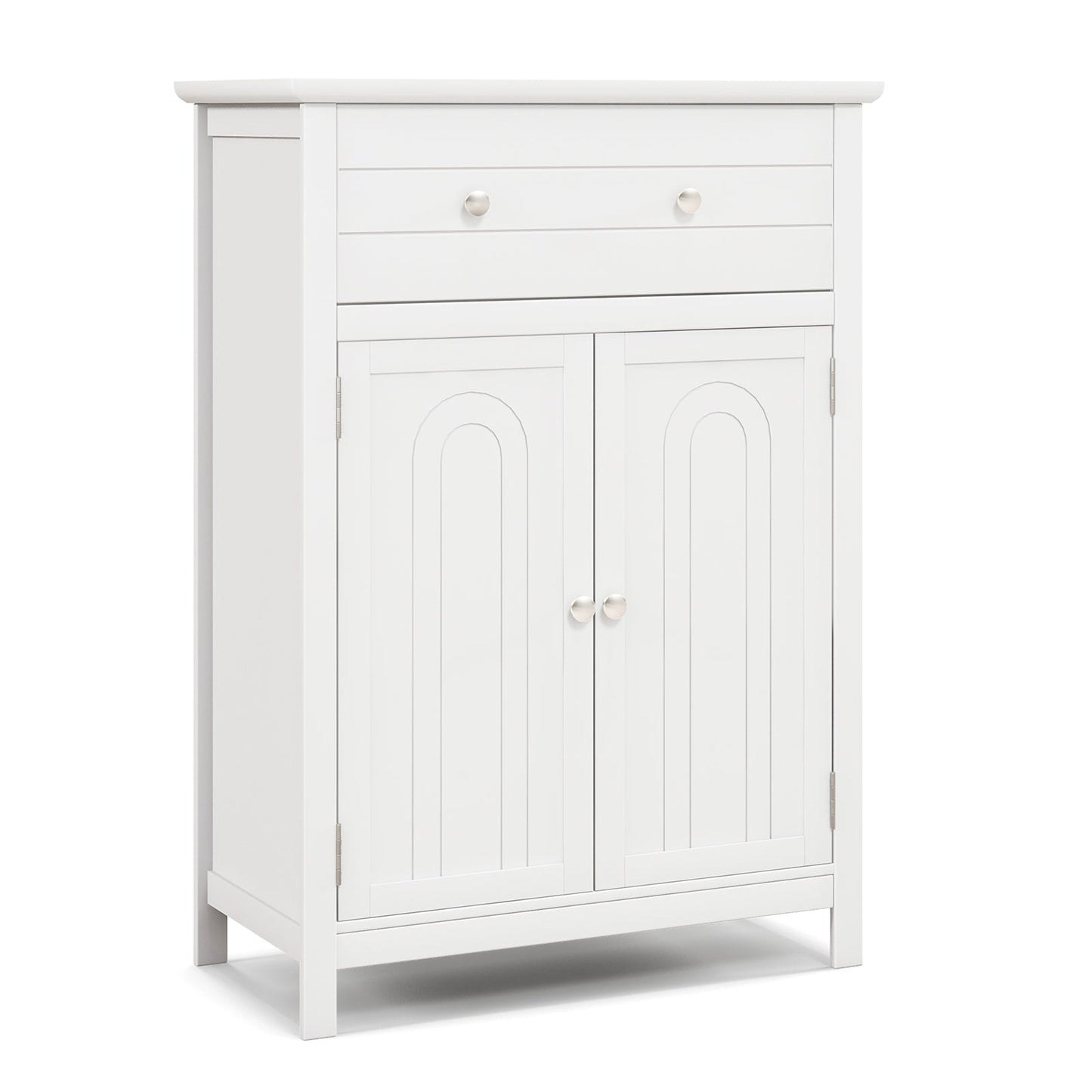 Armario de baño de madera con cajón y estante ajustable - Gris
