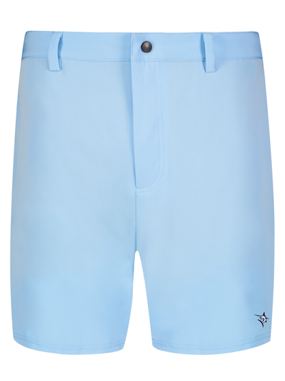 Freeport Short Effortless Performance by White Water Life in light blue with belt loops on Tampa Home & Garden Store