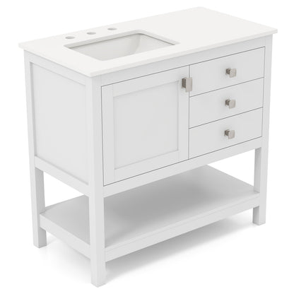 Mueble de baño independiente con lavabo y armario de almacenamiento - Blanco