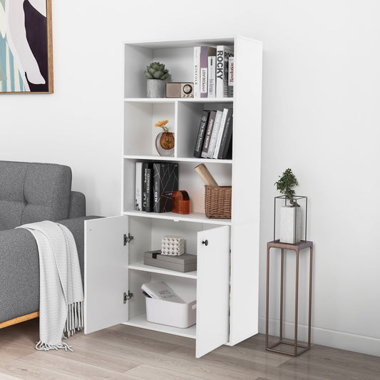 5-Tier Freestanding Bookcase with Open Cubes and Adjustable Shelf-White - Tampa Home & Garden Store