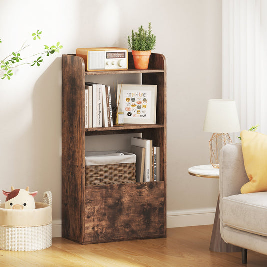 Freestanding Bookshelf with 3-Tier Open Shelf-Rustic Brown - Tampa Home & Garden Store