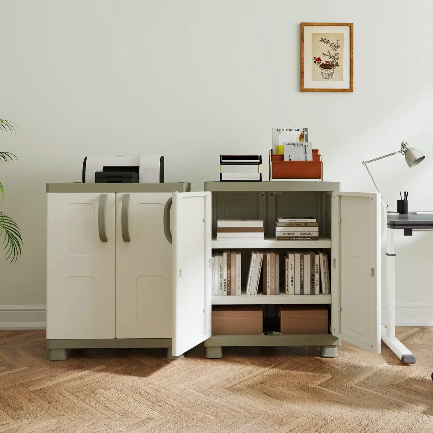 Buffet Cabinet With 2 Doors and Tall Shelves
