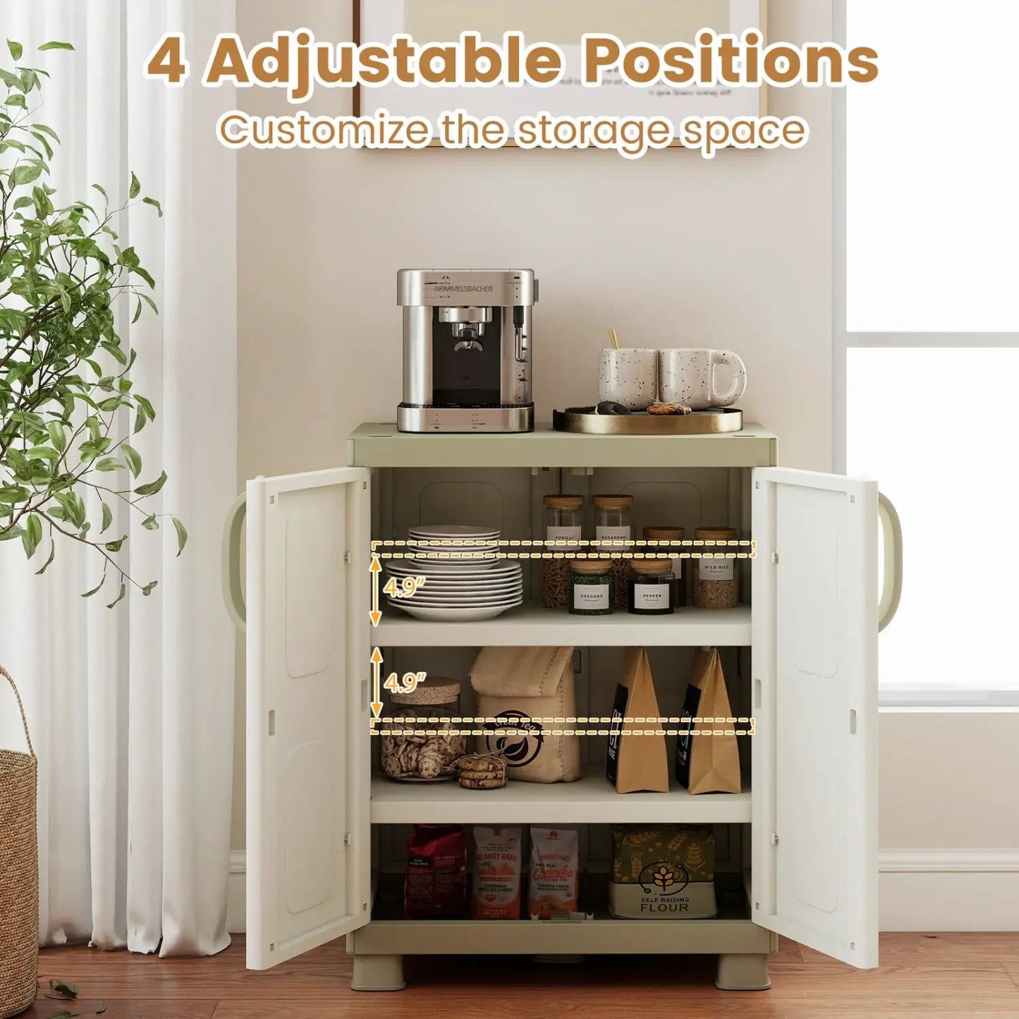 Buffet Cabinet With 2 Doors and Tall Shelves