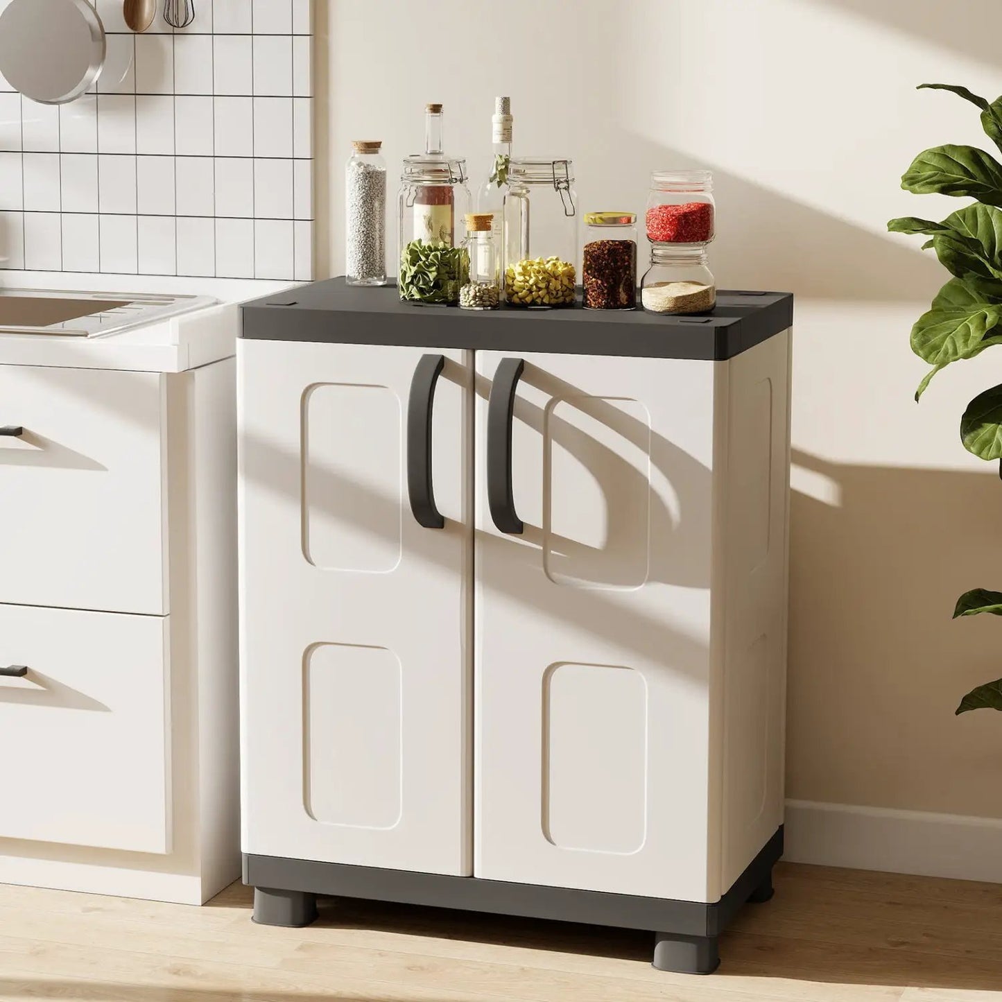 Buffet Cabinet With 2 Doors and Tall Shelves