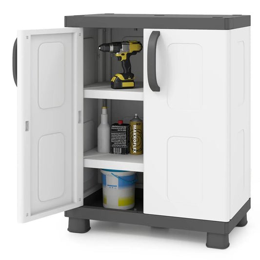 DirectDeals buffet cabinet sideboard in white with gray top, 2 doors, adjustable shelves on Tampa Home & Garden Store