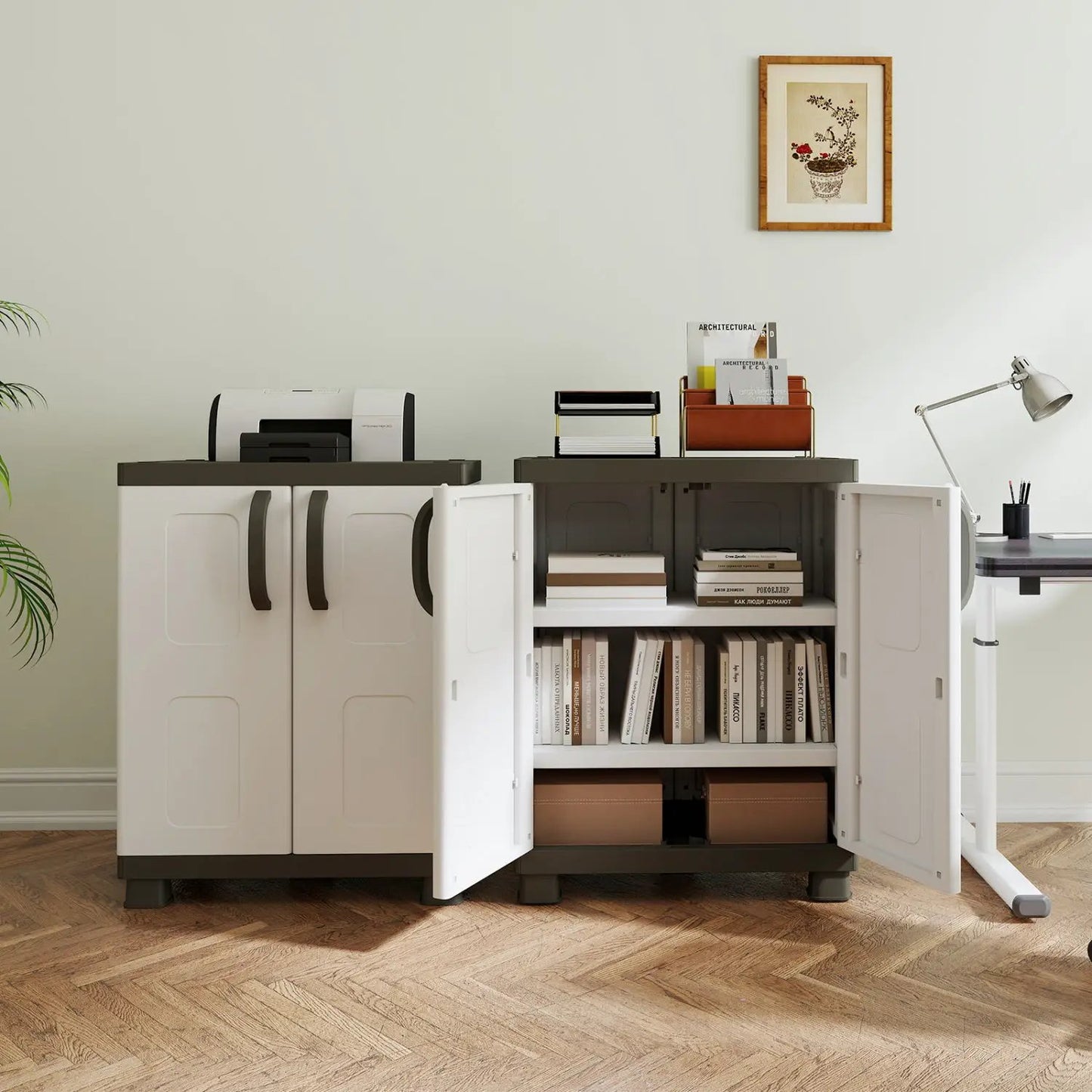 Buffet Cabinet With 2 Doors and Tall Shelves