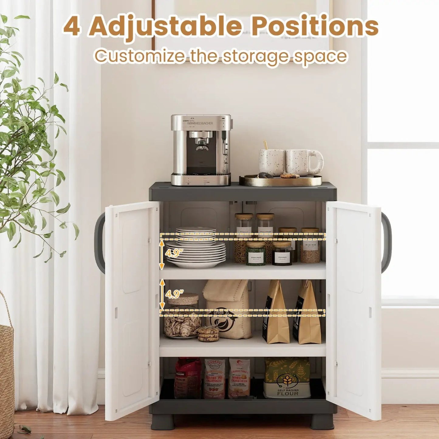Buffet Cabinet With 2 Doors and Tall Shelves