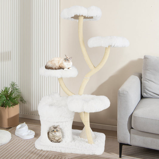 Freestanding Cat Tower with four Flower-shaped Platforms and Sisal Scratching Posts - Tampa Home & Garden Store