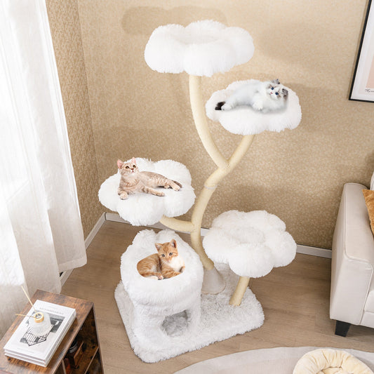 Freestanding Cat Tower with four Flower-shaped Platforms and Sisal Scratching Posts - Tampa Home & Garden Store
