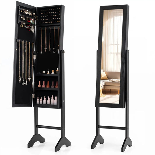 Freestanding DirectDeals jewelry armoire with full-length mirror, black finish, storage on Tampa Home & Garden Store