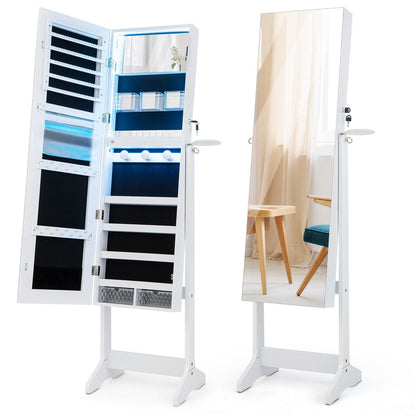 Freestanding Jewelry Cabinet with Full Length HD Mirror-Black