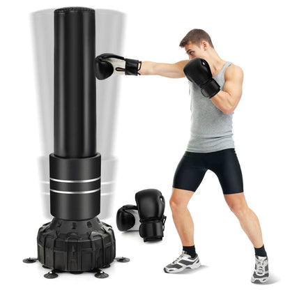 Punching Bag 71 Inch with Suction Cups and Gloves, black freestanding bag, DirectDeals on Tampa Home & Garden Store