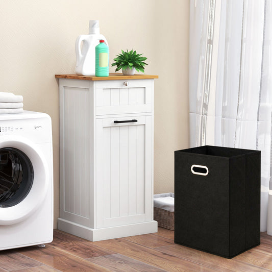 Mueble de lavandería independiente basculante con cesto - Blanco